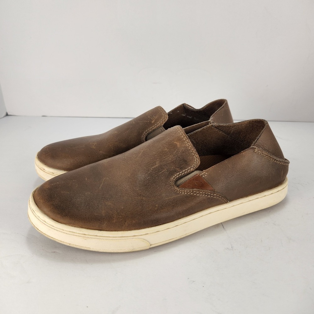 Olukai Kahu Women's Casual Comfy Brown‎ Leather Slip-On Shoes Size 6.5